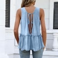 thumbnail image 6 of Tank Tops for Women Dressy Casual V Neck Sleeveless Pleated Loose Summer Basic Blouses Shirts Plus Size Light Blue XL, 6 of 7