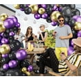 thumbnail image 6 of Metallic Purple Black Balloons Garland Arch Kit-143Pcs for Baby Shower, Birthday, Graduation, Engagement, Anniversary with Black & Gold Accents, 6 of 14