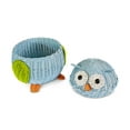 thumbnail image 3 of Blue Owl Rattan Storage Basket with Lid Decorative Home Decor Hand Woven Shelf Organizer Cute Handmade Handcrafted Gift Art Decoration Artwork Wicker Size: Small, 7" tall x 6.5" wide x 5.5" deep, 3 of 6