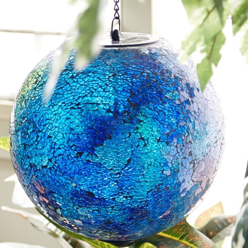 Mosaic Blue Solar Hanging Gazing Ball