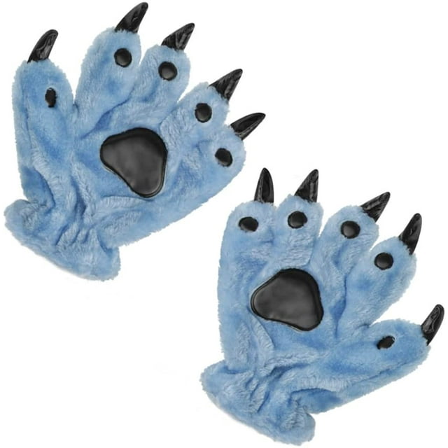 Guantes de garra lindos gruesos unisex guantes de garra de animal guantes para cosplay regalos de disfraces Halloween Navidad azul