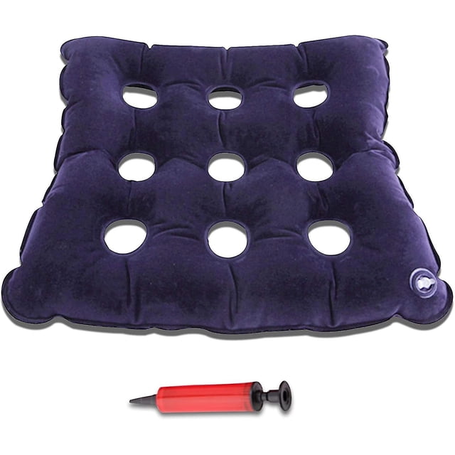 Cojín de asiento inflable de aire, cojín tipo gofre con alivio de presión y bomba de aire, 19 pulgadas
