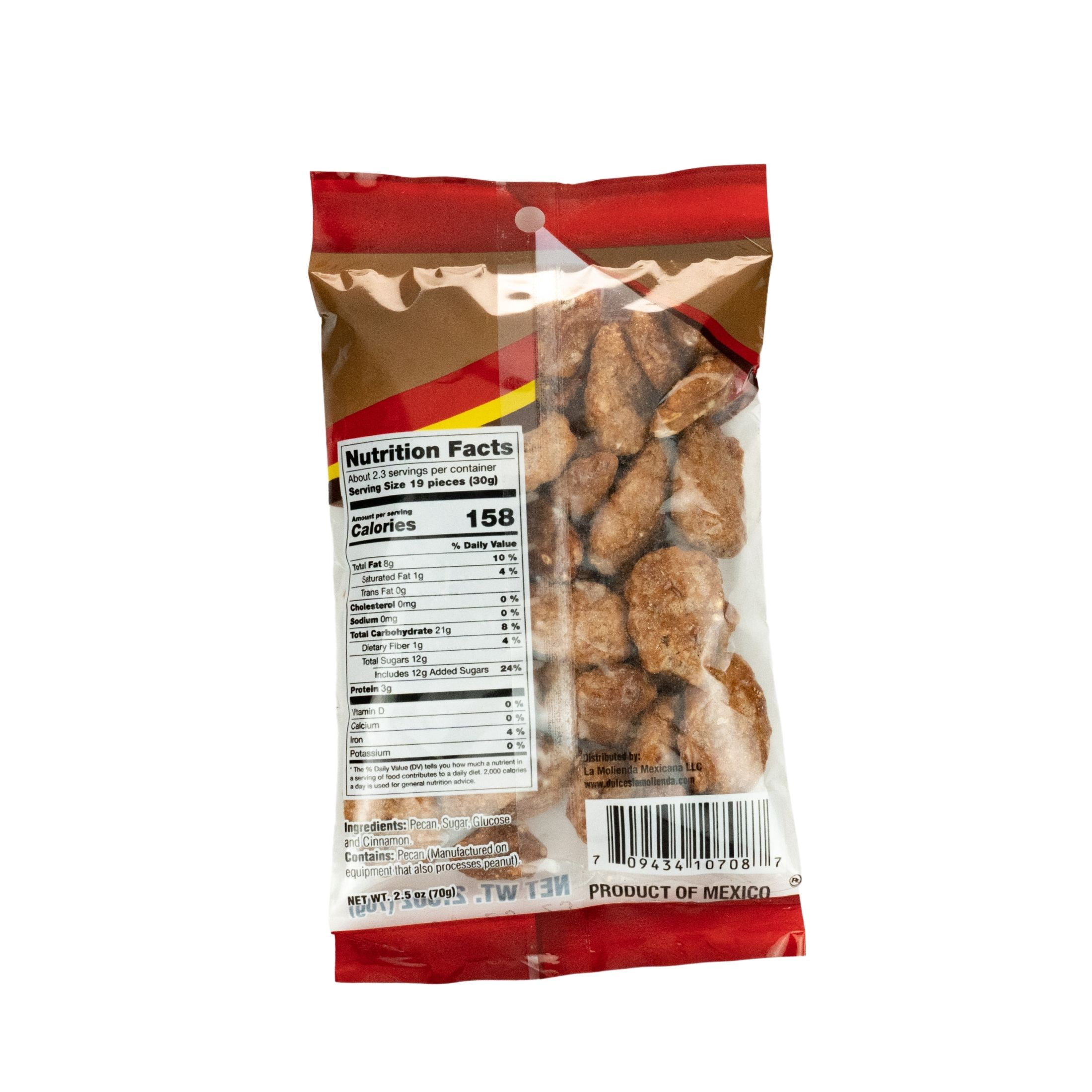 La Molienda Caramelized Pecan Nuts, Mexican Traditional Snack, 2.5 oz