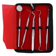 5 Pcs Carbon Steel Scaler Pick Carbon Steel Tools With Inspection Examination Mirror Dental Instruments Set Teeth Care Tool