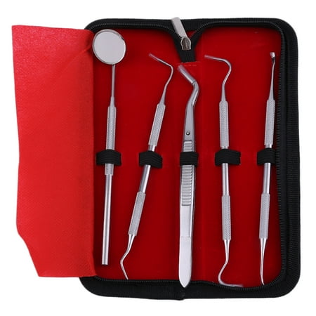 5 Pcs Carbon Steel Scaler Pick Carbon Steel Tools With Inspection Examination Mirror Dental Instruments Set Teeth Care Tool