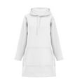 thumbnail image 4 of Women's Drop Shoulder Solid Color Hooded Sweatshirt with Side Pockets and Side Slits, Soft Breathable Long Sleeve Casual Pullover for Winter, Daily Wear and Street Fashion White XXL, 4 of 6