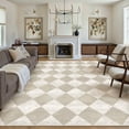 thumbnail image 4 of BERTHMEER 8'x10' Large Softer Area Rugs for Living Room Modern Rhombus Checkered Rugs Bedroom Office Dining Room Farmhouse Geometric Contemporary Washable Non Slip Rugs Carpets, Beige, 4 of 5