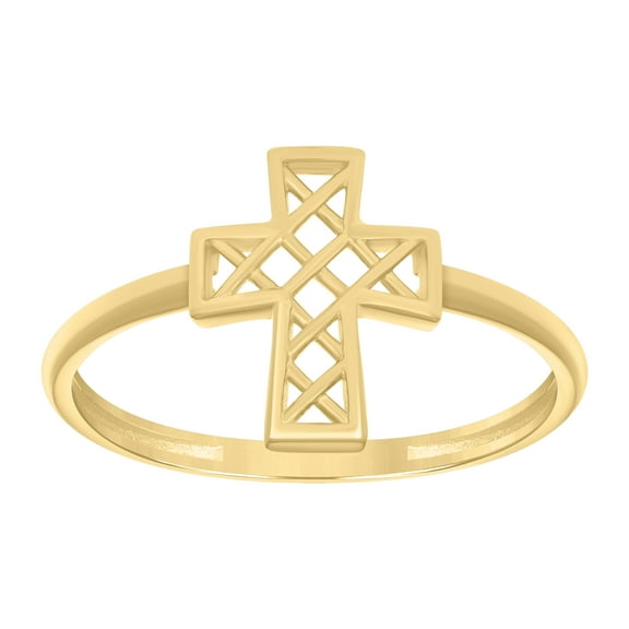 10kt Real Yellow Gold Womens Cross Religious Ring