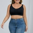 thumbnail image 5 of Pull on Bras for Women Plus Size Wireless Mesh V-Neck Full Cover Seamless Soft Everyday Bralettes Black 4XL, 5 of 7