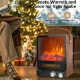 thumbnail image 6 of Small Space Heater, 1500W/750W Portable Electric Fireplace Heaters with Handle and Thermostat, Space Heater Fan with Realistic Flame for Office, Overheat and Tip-Over Protection, 2 Heat Setting, LL569, 6 of 9