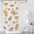 thumbnail image 3 of Retro 70S Rainbow Butterfly Shower Curtain for Bathroom, Polyester Cloth Shower Curtain with Hooks, Modern Shower Curtain, Art Deco Shower Curtain, 36x72 inch Shower Curtain, 7 Hooks, 3 of 5