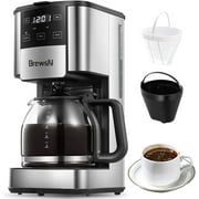 Programmable Coffee Maker, 12 Cups Coffee Pot with Timer and Glass Carafe, Brew Strength Control, Keep Warming, Mid-Brew Pause, Espresso Coffee Machine with Permanent Coffee Filter Basket