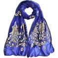 thumbnail image 3 of Peacock Pattern Hot Stamping Thin Silk Shawl Scarf, Multi-Color Transparent Gauze Silk Scarf Available, Long Embroidered Scarf For Banquet And Wedding Wear, Sun Protection And Versatile Shawl, 3 of 6
