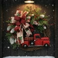 thumbnail image 5 of Christmas Wreath for Front Door – 18 in Artificial Holiday Wreath with Red Flowers, Berries, Pine Cones & Truck Décor, 5 of 5