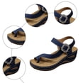 thumbnail image 4 of Rokment Sparkly Rhinestones Orthopedic Flip Flops Walking Sandals for Women Comfortable Leather Arch Support Platform Wedge Dressy Summer Shoes Navy Size 7, 4 of 5