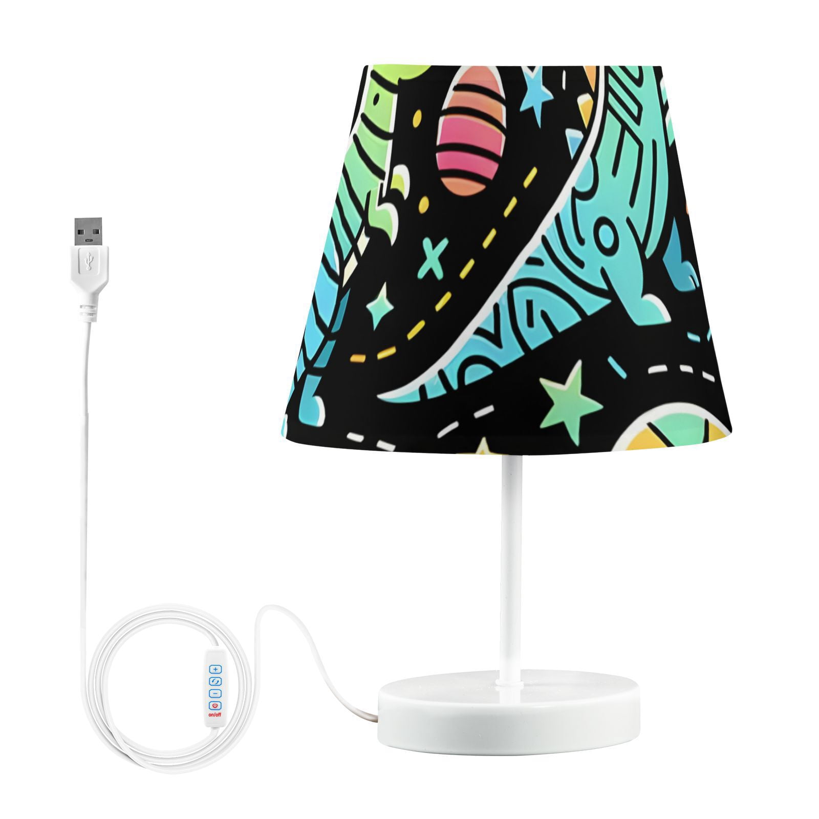 Cute Colorful Line Dinosaurs LED Desk Lamp Table Lamp USB Bedside Nightstand Small Lamp for Bedroom Living Room Kids Room