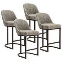 Leick Home Barrelback Counter Stool with Gray Seat and Espresso Metal Base, Set of 4