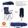 thumbnail image 4 of Beach Chair with Canopy Shade, iMounTEK Folding Canopy Camping Sports Chair, Navy Blue, 4 of 8