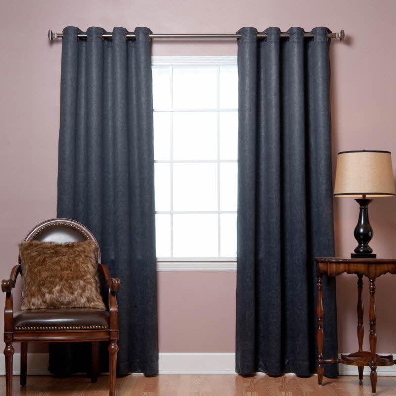 Quality Home Faux Leather Grommet Top, Black Faux Leather Curtains