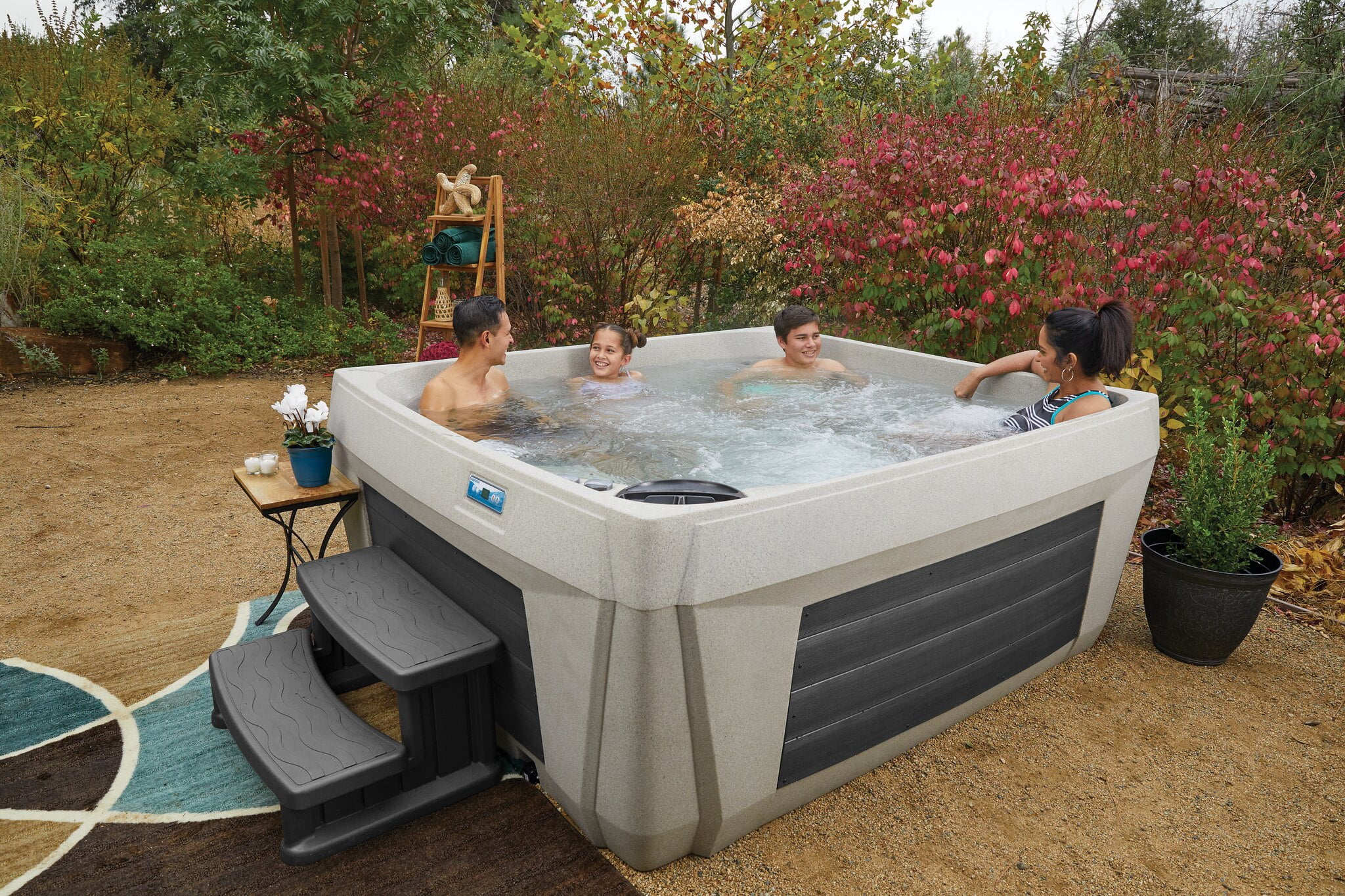 All New 2025 HydroLuxe FIJI SC Sand/Charcoal Hot Tub - 5-Person, 60 Jets, 230v