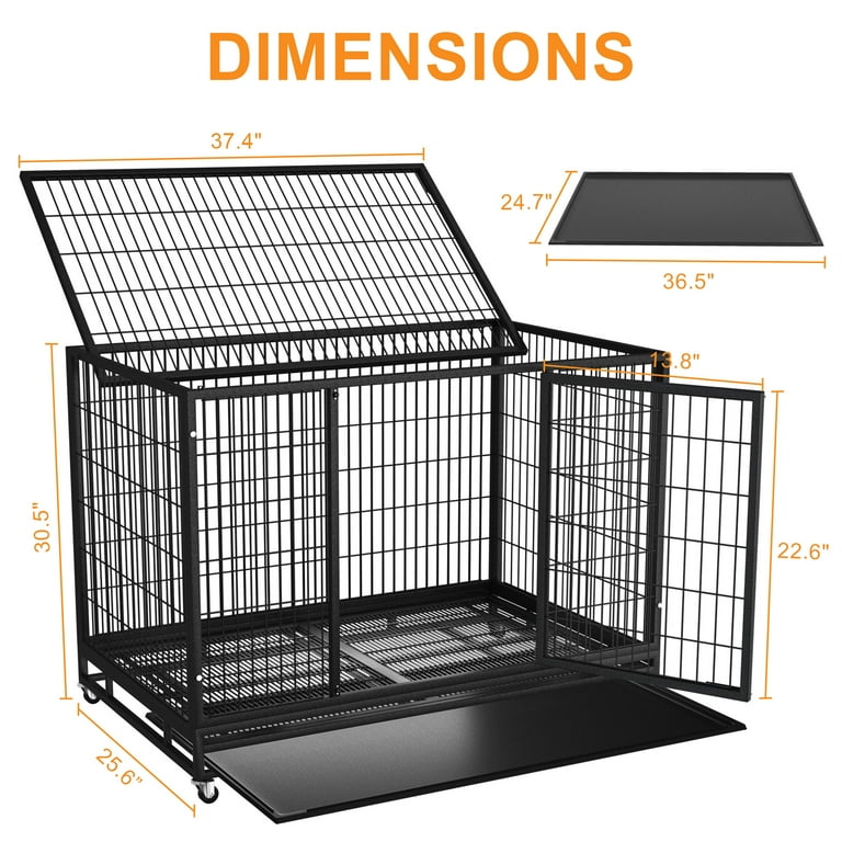 Boldbone 48/38 inch Heavy Duty Dog Crate for Large Dogs, Folding Dog Kennels  and Metal Wire Cages with Leak-Proof Pan, Removable Wire Tray, Removable  Wheels, Extra Large XL XXL for Outdoor -