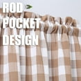 thumbnail image 2 of Haperlare Buffalo Plaid Kitchen Curtains 24 inches Long Rod Pocket Light Filtering Short Cafe Curtains Bathroom Window Curtains, Tan White, 2 Panels, 2 of 8
