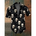thumbnail image 2 of Camisas de verano para hombre, estilo retro, con calaveras, informal, de manga corta, para uso diario, 2024, blusas holgadas de gran tamaño con solapa, 2 of 5