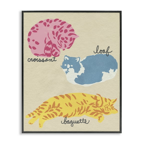 Stupell Industries Funny Relaxing Cat Shapes Animals Painting Black Framed Art Print Wall Art, 11 x 14