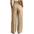 thumbnail image 6 of Guluxicc Women's Pants with Pockets Business Casual Pants Elastic Waist Button Front Wide Leg Loose Long Trousers for Everyday Wear Summer Casual Outfits, 6 of 9