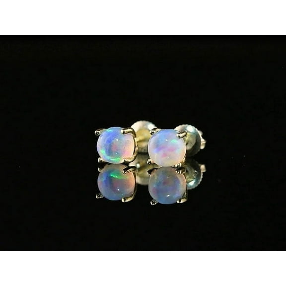 Opal Earrings, Dainty Round Earring, Women’s Earring,Yellow Gold Birthstone jewelry, Anniversary Gifts For Her, Stud Earring