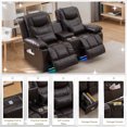 thumbnail image 4 of IPKIG Power Reclining Loveseat Sofa with Console, LED Lights, USB Charger & Cup Holders for Home Theater Living Room, 2-Seater Electric Recliner, Faux Leather Brown, 4 of 9