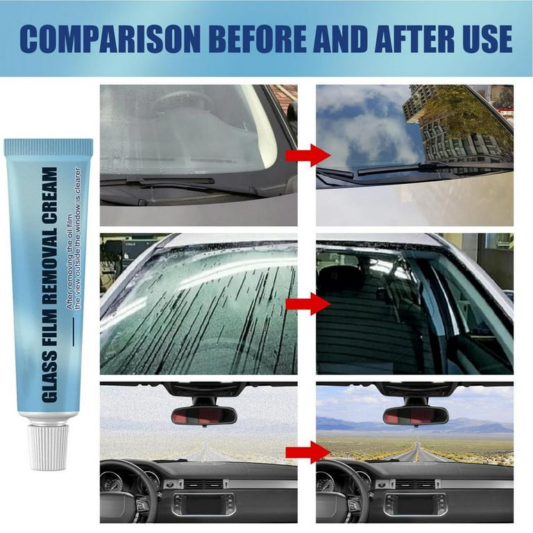  Car Glass Oil Film Cleaner,Glass Film Removal Cream Safety and  Long-Term Protection with Sponge and Towel,Glass Stripper Water Spot Remover  (3pcs-New) : Automotive