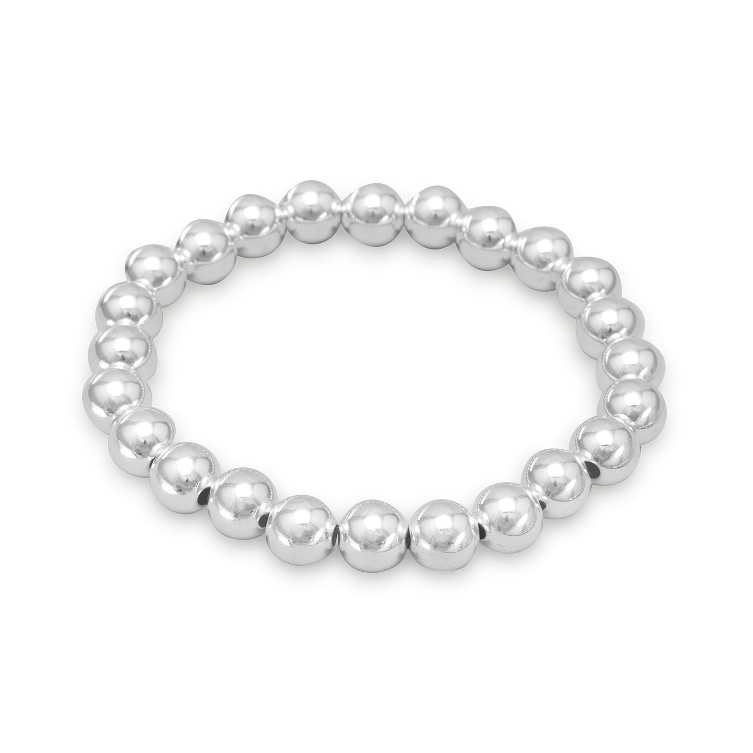 MMA 7" 8mm Sterling Silver Bead Stretch Bracelet