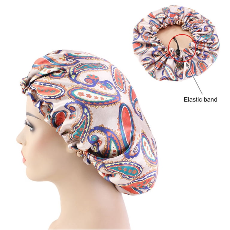 Walbest Floral Printed 2-Layer Silk Bonnet Sleep Cap for  display picture 2