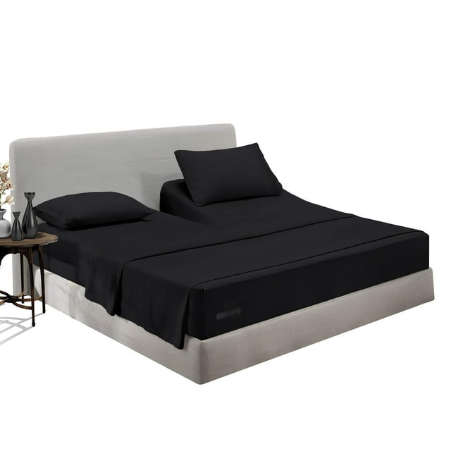 SGI Bedding Egyptian Cotton Top Split Sheet Set Solid Adjustable Bed 30" Split Head Cal king 600 TC 18" Deep Black