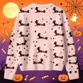 thumbnail image 4 of EliteGoogv Women's Halloween Cardigan Cute Witch Graphic Button Down Long Sleeve Knit Sweater Loose Fit Casual Fall Winter Outwear,S, 4 of 5