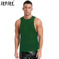 thumbnail image 2 of Chaleco de malla transparente para hombre, chaleco transparente con diamantes de imitación brillantes, camiseta sin mangas, Top Sexy para culturismo muscular, gimnasio y Fitness, 2 of 5