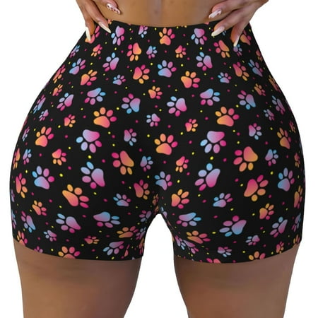 Workout Shorts Women  Animal Paw 1 Biker Shorts for Women Running Gym Spandex Shorts Tummy Control