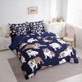 thumbnail image 2 of Homewish Kawaii English Bulldog 7-Piece King Bedding,Cartoon Pet Theme King Bed in a Bag,Navy,Navy Blue Reversible, 2 of 8