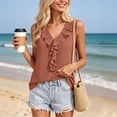 thumbnail image 6 of cocolona Womens Summer Trendy Tank Tops V Neck Ruffle Sleeveless Solid Color Shirts Casual Vacation Outfits Blouses, 6 of 6