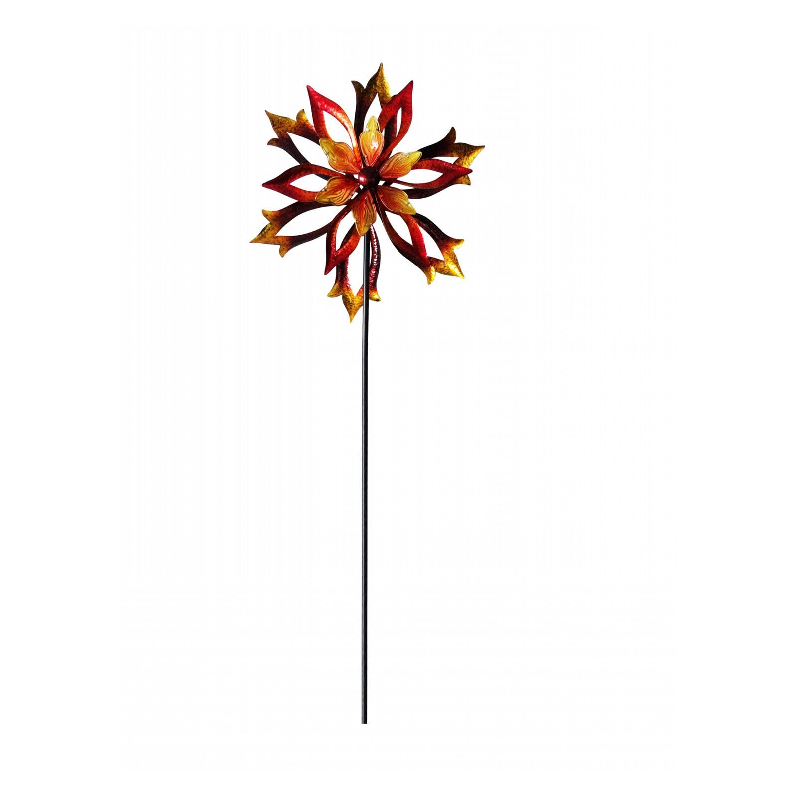 Alpine Metal Double-Sided Flame Spinning Garden Stake, 96 Inch Tall by Alpine Corporation