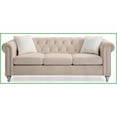 thumbnail image 6 of Raisa Classic Faux Jeweled Tufted Micro Suede Velvet Sofa - Beige Luxury Living Room Piece with Nailhead Trim, 6 of 6