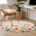thumbnail image 5 of Pink Orange Teal Spring Floral Round Area Rug 4 FT, Non Slip Indoor Outdoor Rug, Watercolor Botanical Summer Flowers Washable Soft Circular Carpet Floor Mat for Coffee Table Nursery Foyer Balcony, 5 of 9