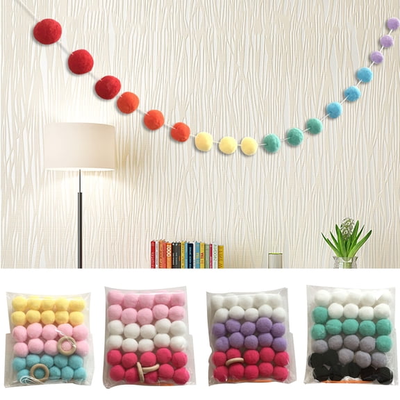 D-GROEE Nordic Style Garland Pom Balls Banner Bunting Hanging Decoration for Baby Shower Birthday Graduation Wedding Nursery Decor