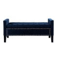 thumbnail image 2 of Inspired Home Megalan Velvet Storage Bench Button Tufted Silver Nailhead Trim Modern, Navy, 2 of 8