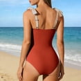 thumbnail image 3 of cocolona Womens One Piece Swimsuit Summer Solid Color V Neck Bathing Suit Holiday Vacation Beach Swimwear, 3 of 6