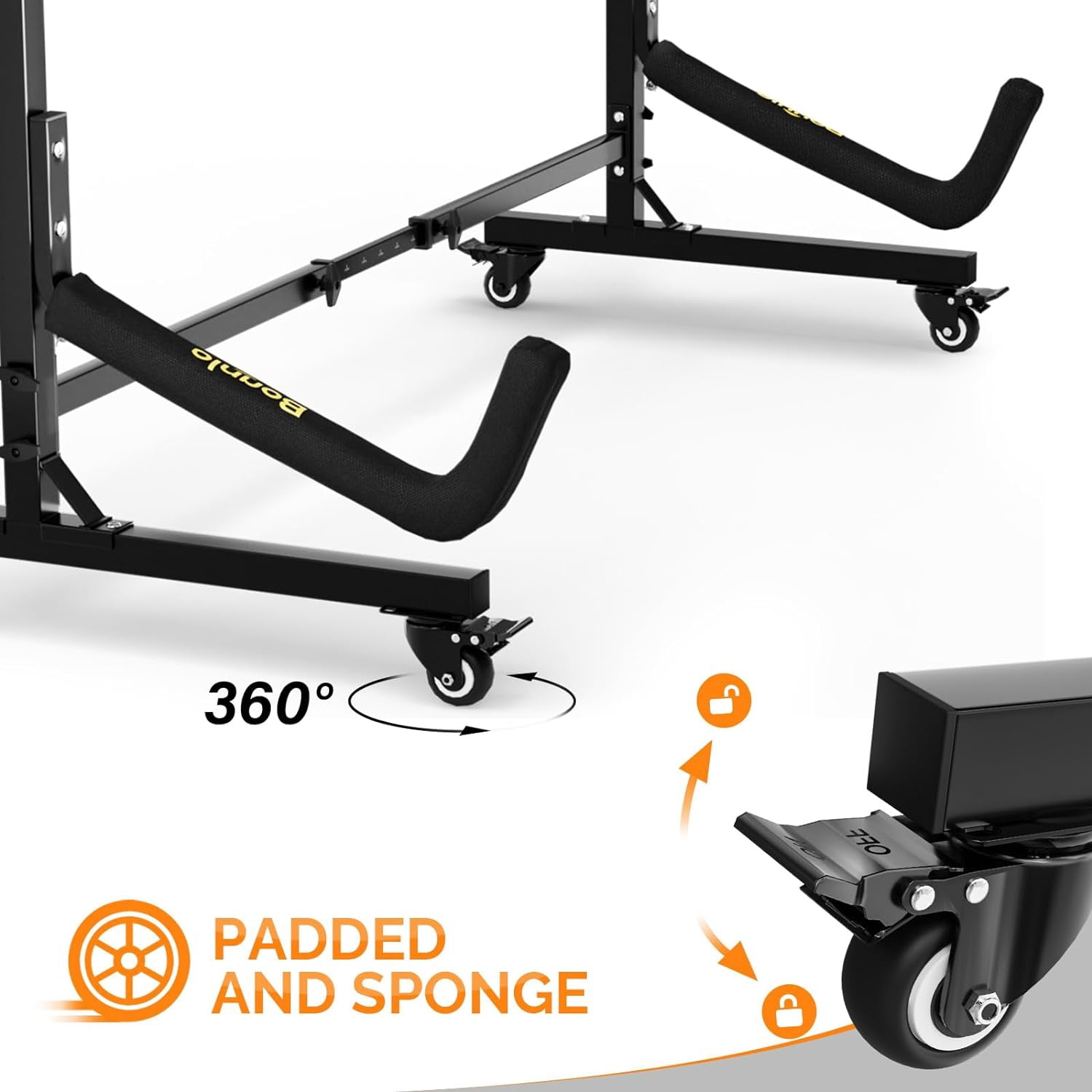 Neatifyes Kayak Stand Freestanding Storage Rack for Kayak Canoe Boat Paddle Board SUP Surfboard for Indoor Outdoor Garage, Shed, Dock with Lockable Wheels Wide Adjustable