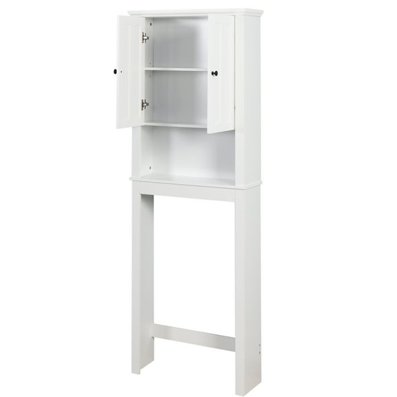 Winado Over the Toilet Storage, Bathroom Space Saver with Cabinet & Open Shelf, Bathroom Shelf Organizer, White