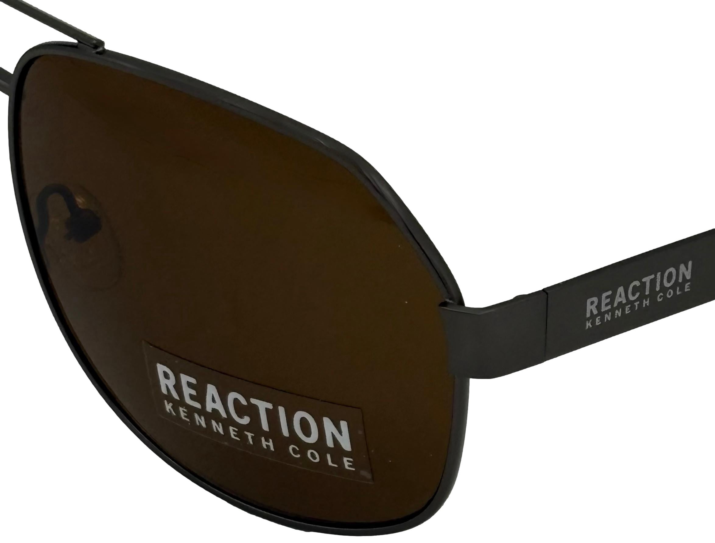 Kenneth Cole Reaction Mens Matte Gunmetal / Metal Aviator Sunglass, KC1432. 9E