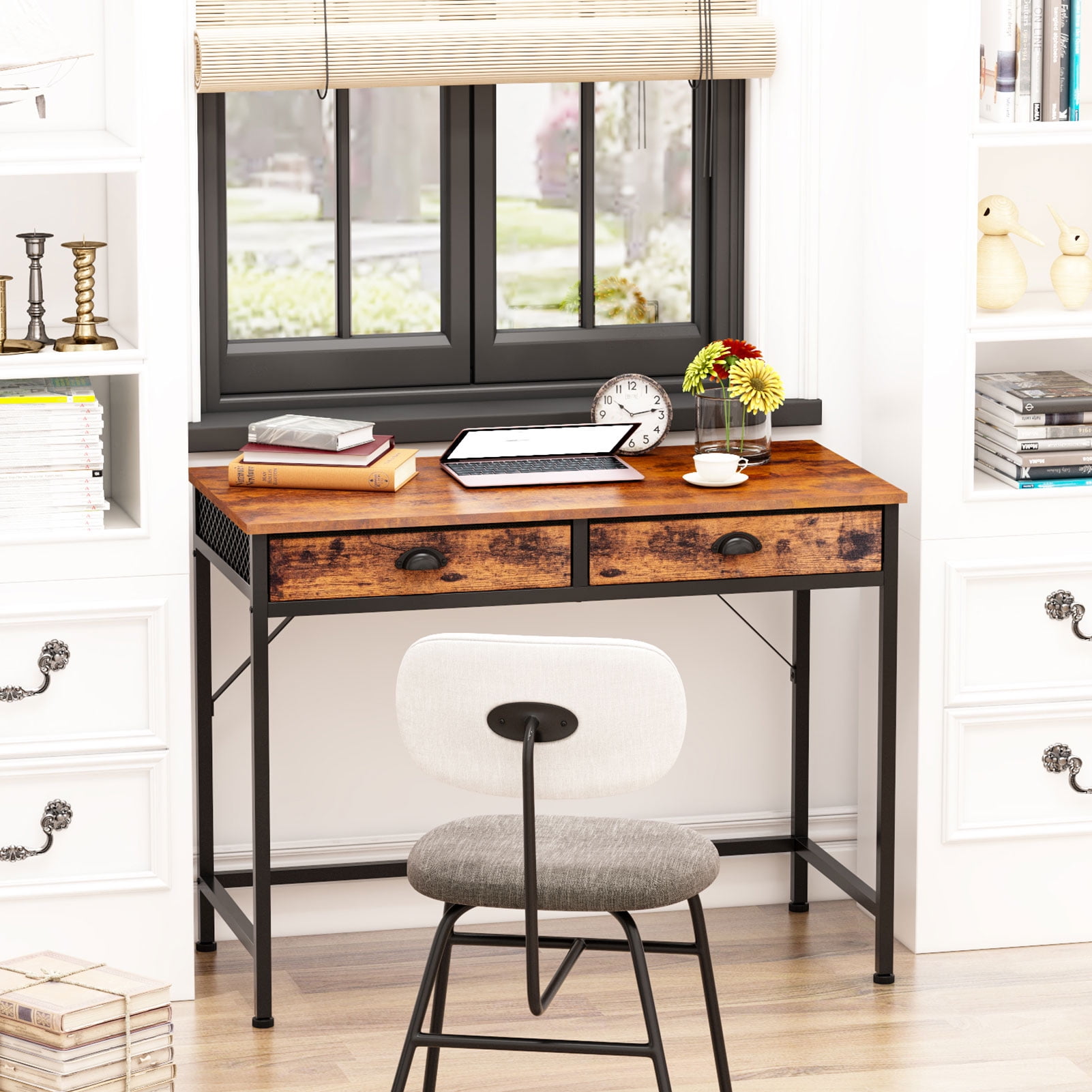 Free Shipping! Furologee Computer Desk with 2 Fabric Drawers
